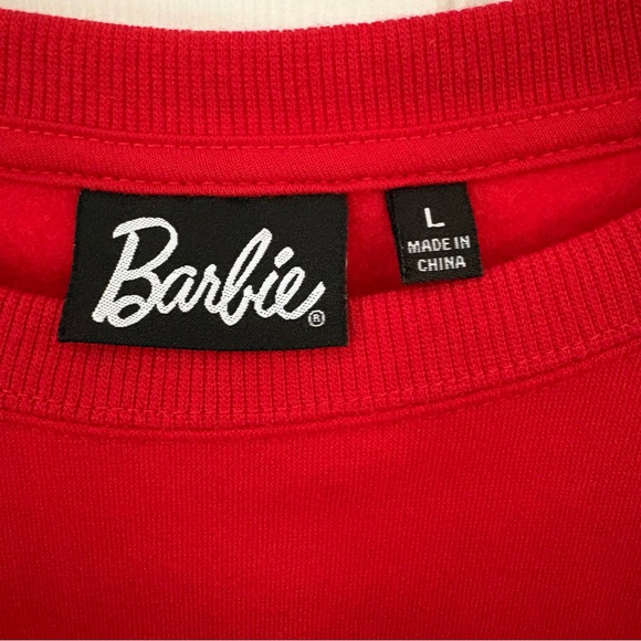 HP Barbie Christmas Crewneck Sweatshirt Red Holiday Snowflakes L (Juniors) NEW - Picture 5 of 6